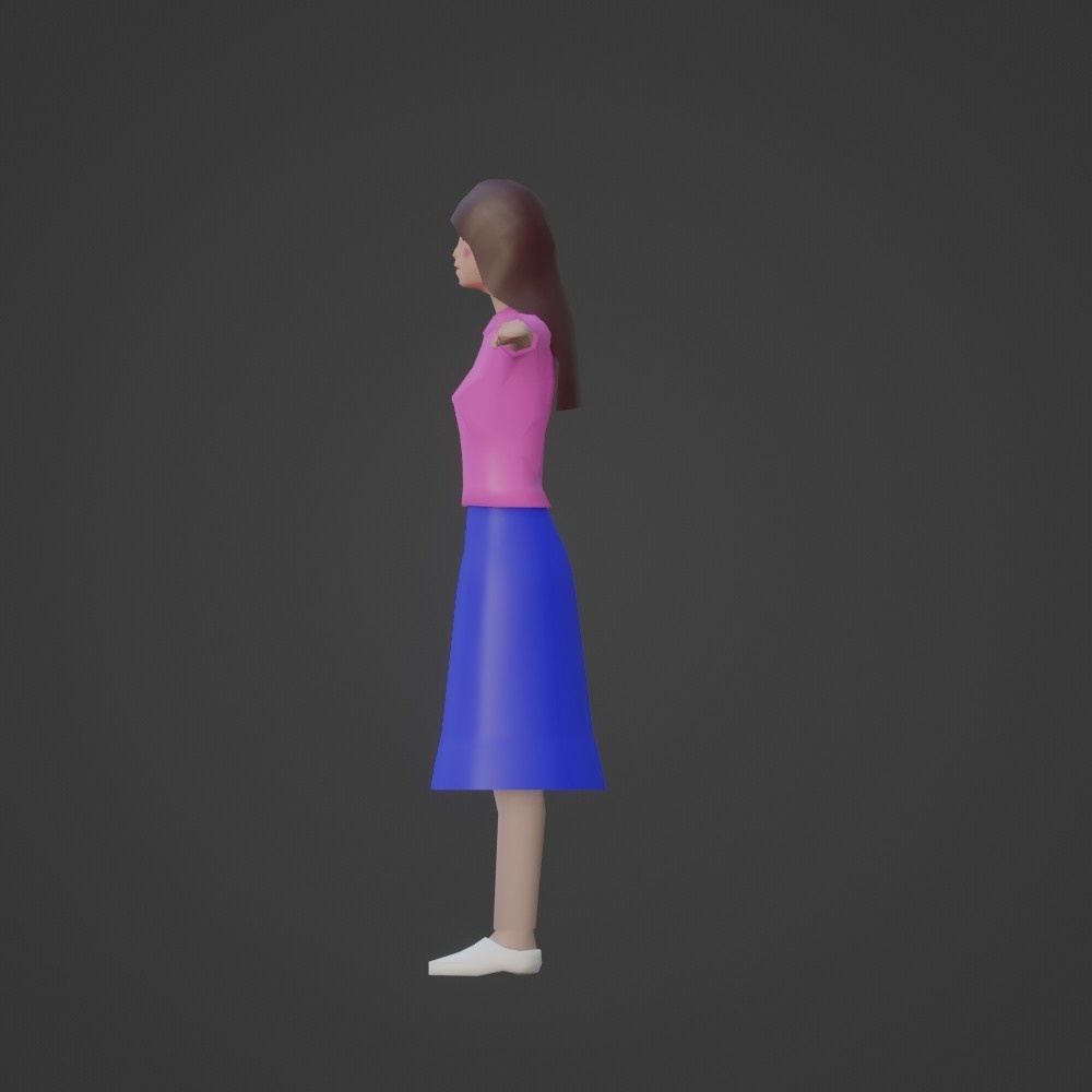 【3Dキャラクター】モブ子(ローポリ)