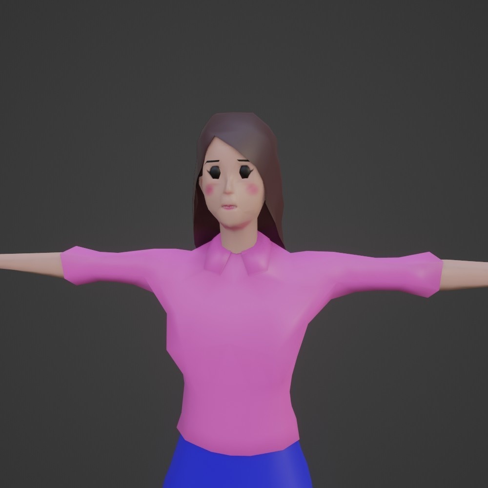 【3Dキャラクター】モブ子(ローポリ)