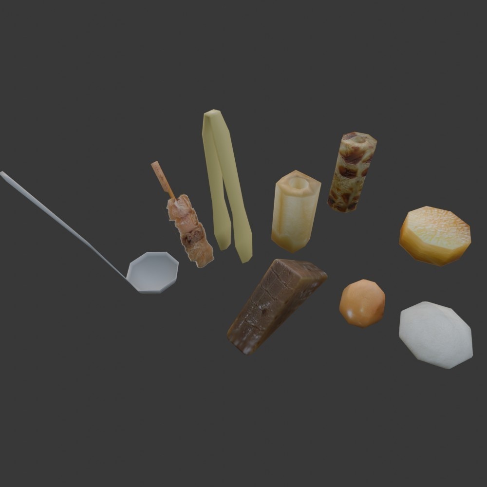 【3D小道具】コンビニおでんセット(ローポリ)