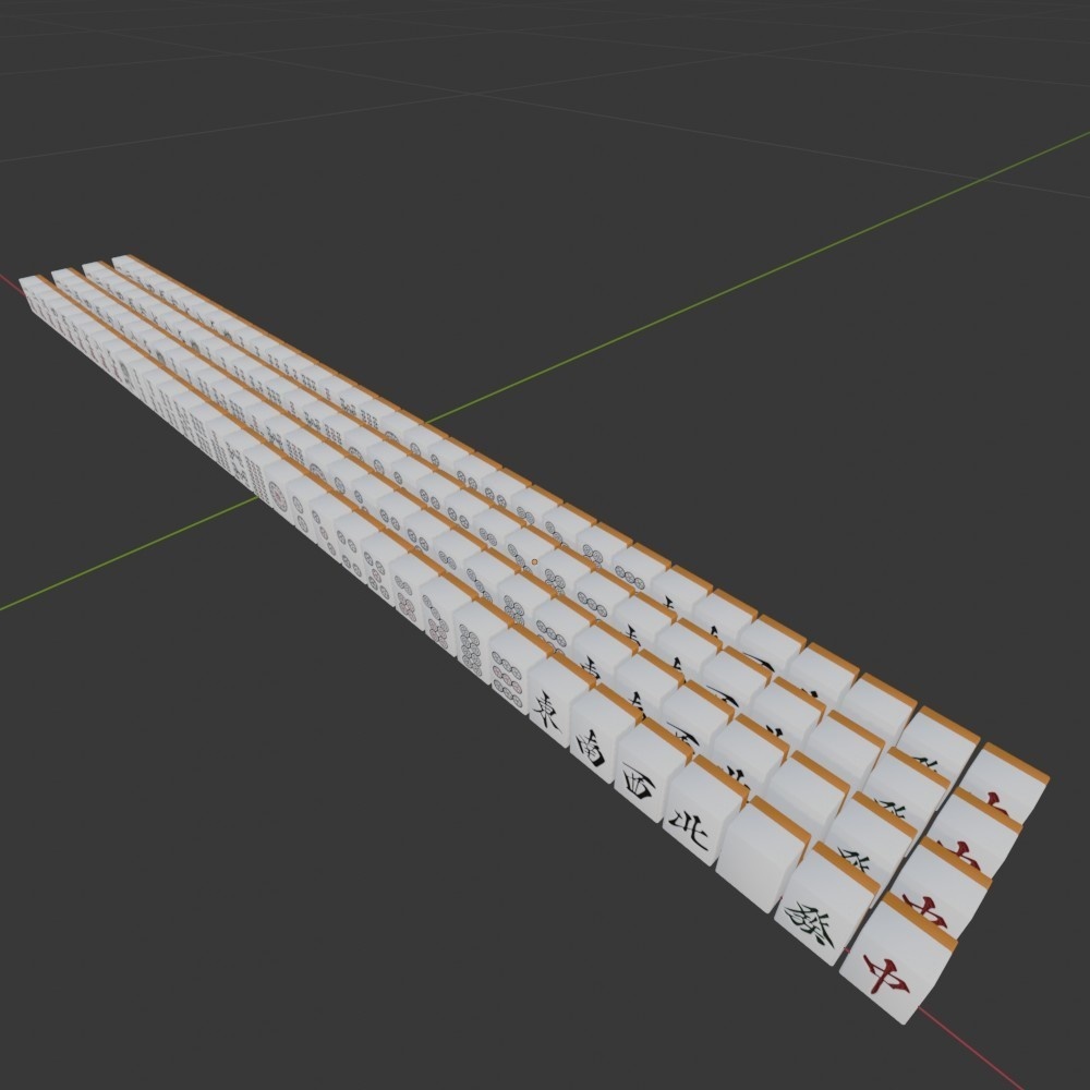 【3D小道具】麻雀パイ136枚セット(ローポリ)