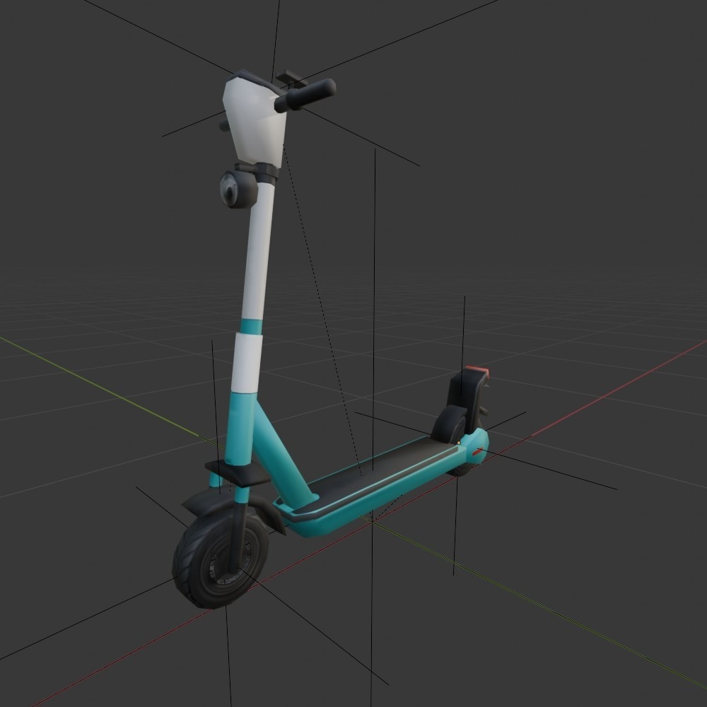 【3D小道具】天下りキックボード(ローポリ)