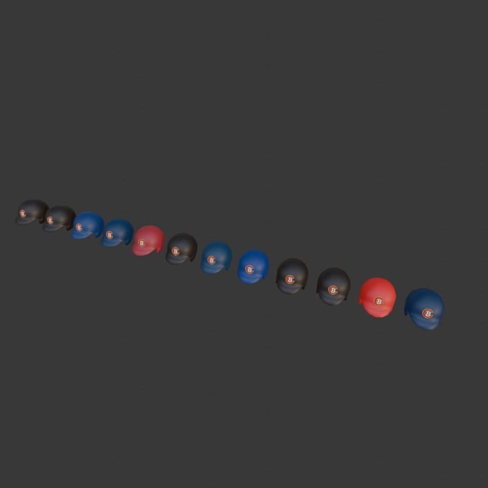 【3D小道具】野球メット12色(ローポリ)