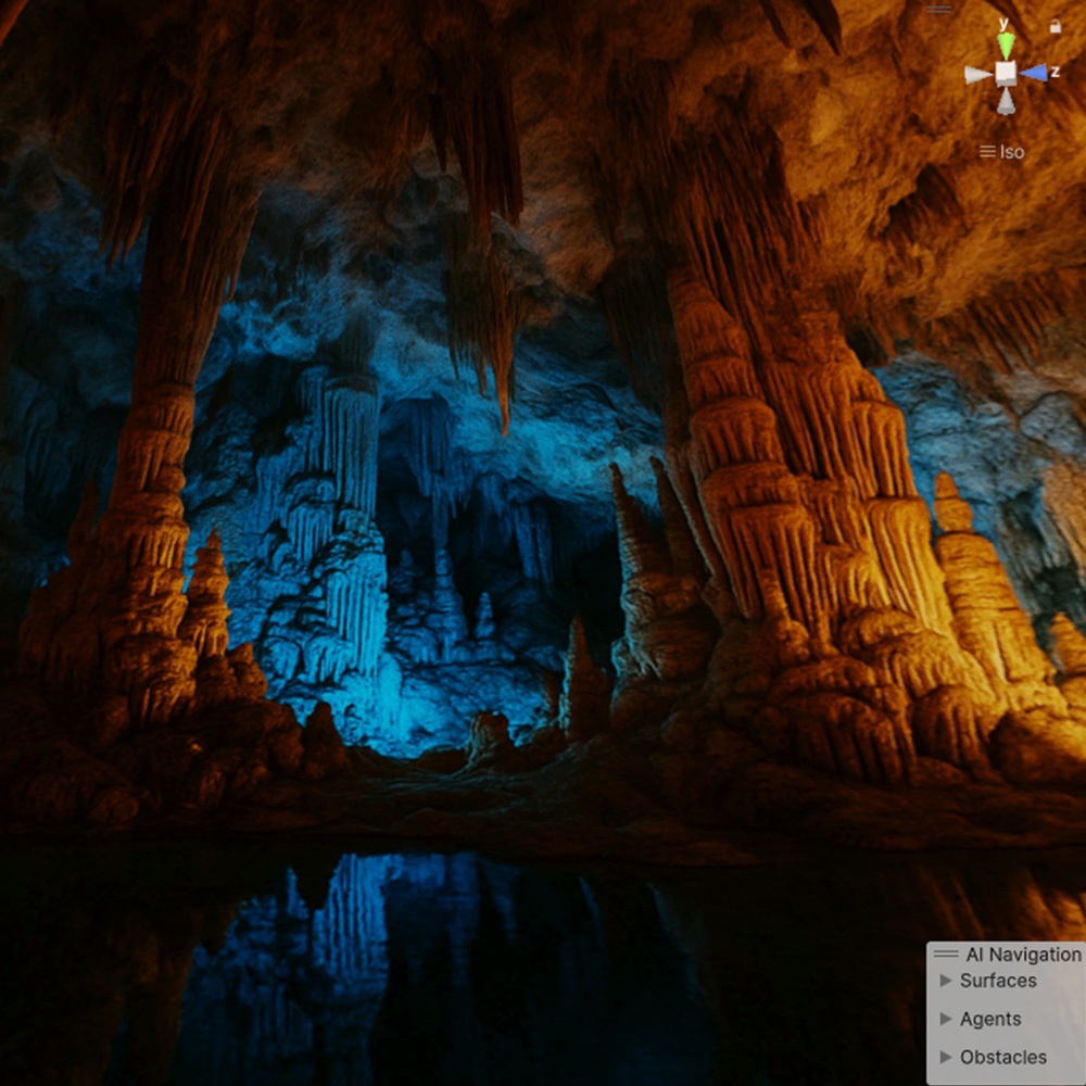 【3D環境・ワールド】ライトアップされた鍾乳洞 Skyboxマテリアル unityパッケージ