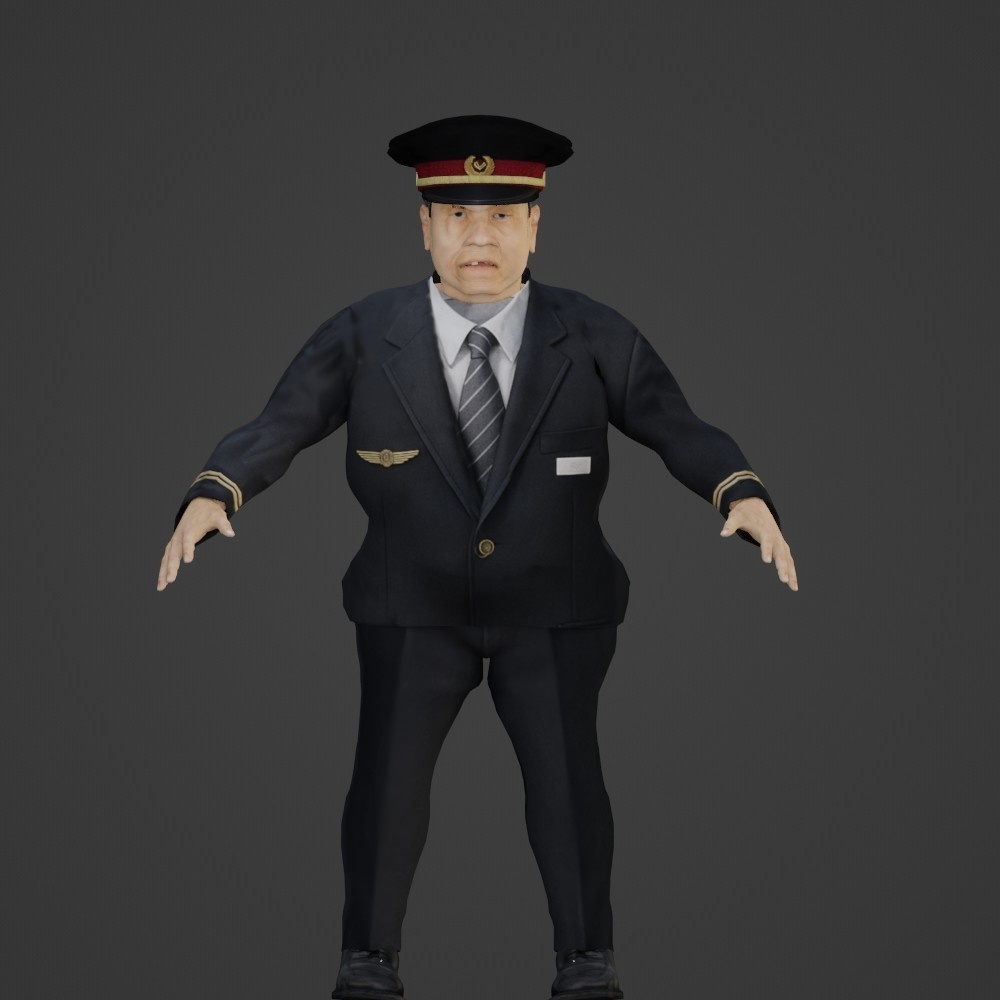 【3Dキャラクター】駅員のおいちゃん