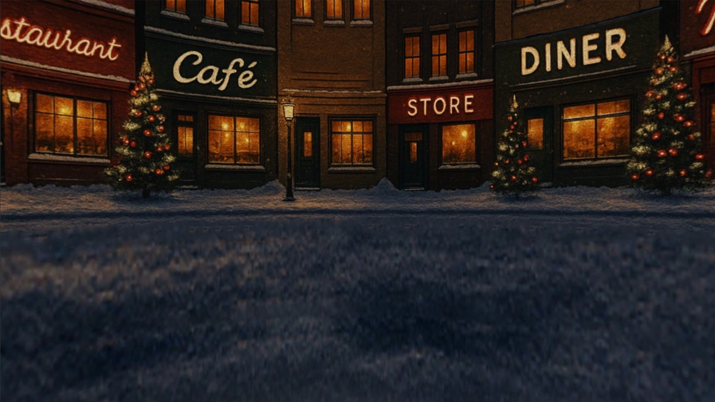 【3D環境・ワールド】クリスマスシーズンの夜の街 Skyboxマテリアル unityパッケージ