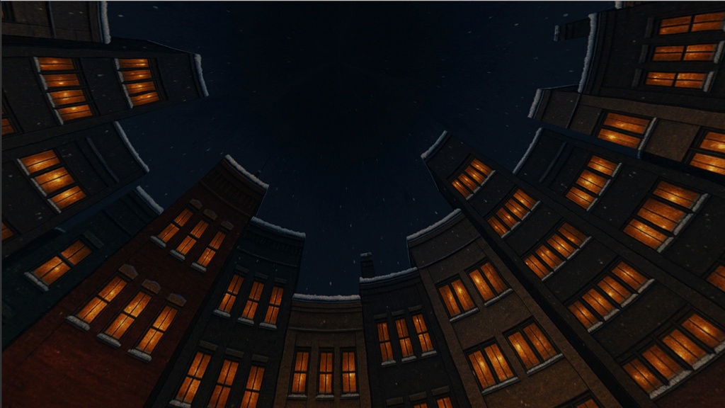 【3D環境・ワールド】クリスマスシーズンの夜の街 Skyboxマテリアル unityパッケージ