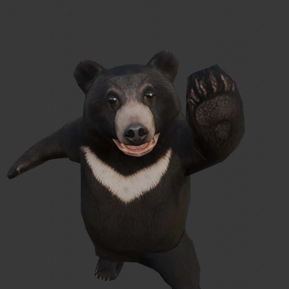 【3Dキャラクター】ツキノワグマ(ローポリ)