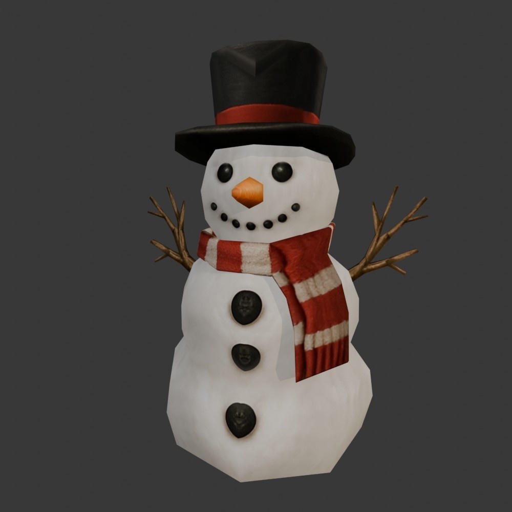 【3D小道具】雪だるま(ローポリ)