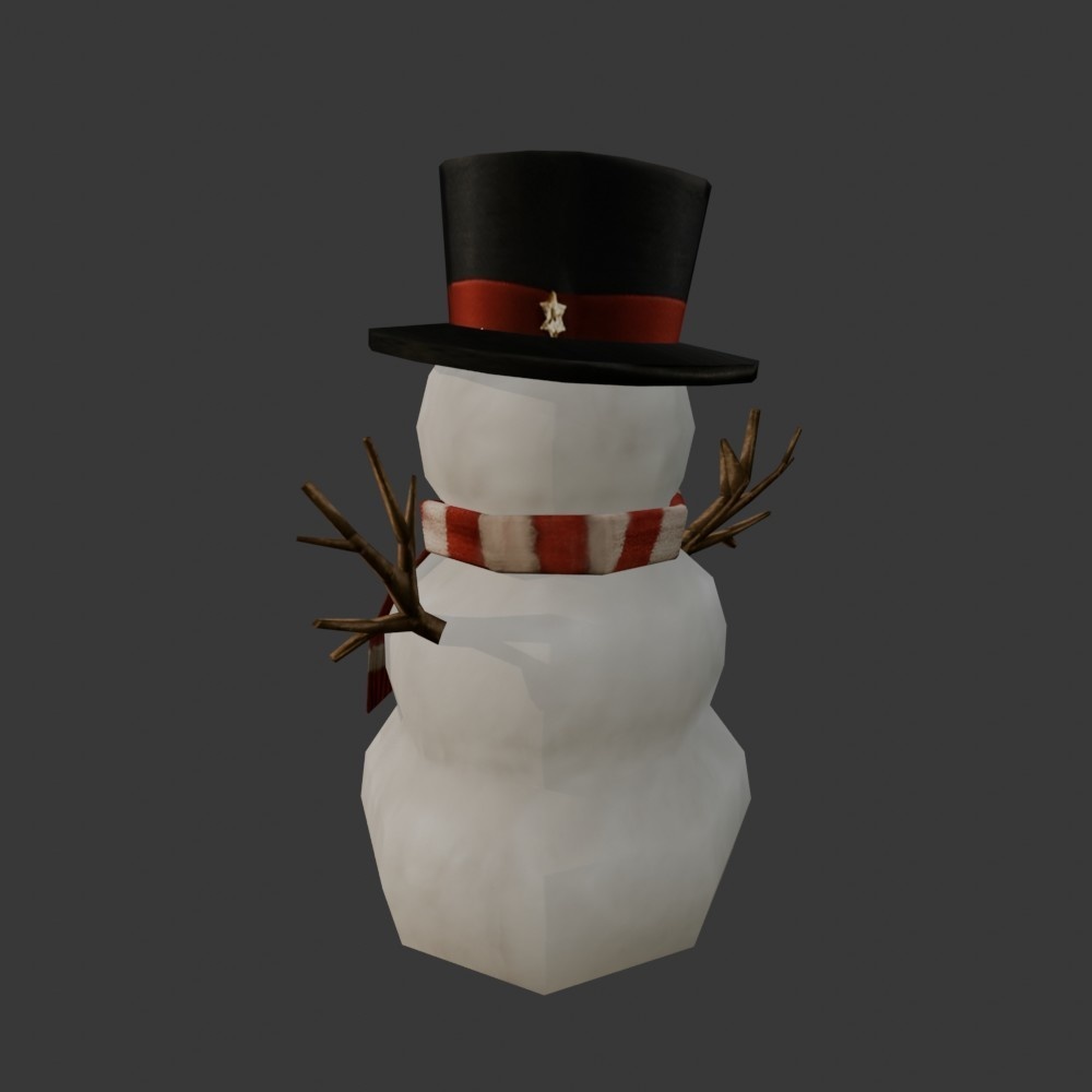 【3D小道具】雪だるま(ローポリ)