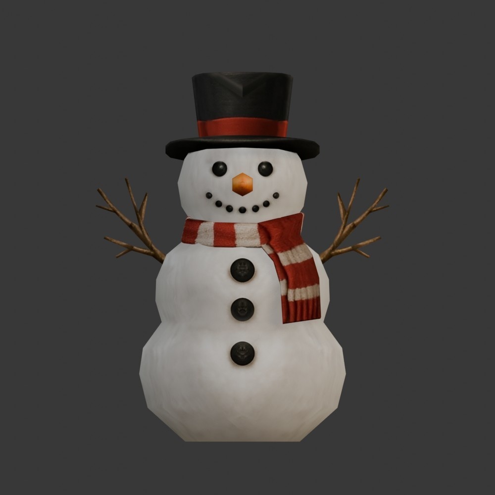 【3D小道具】雪だるま(ローポリ)