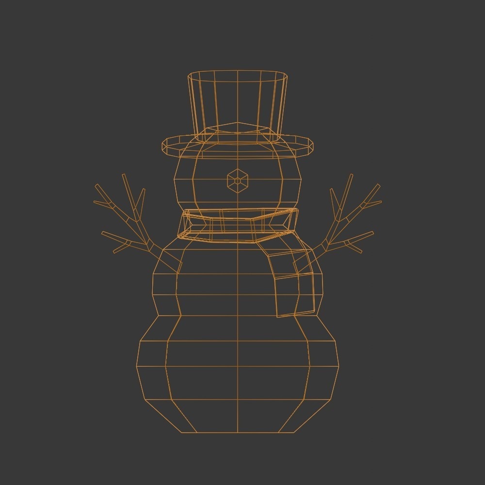 【3D小道具】雪だるま(ローポリ)