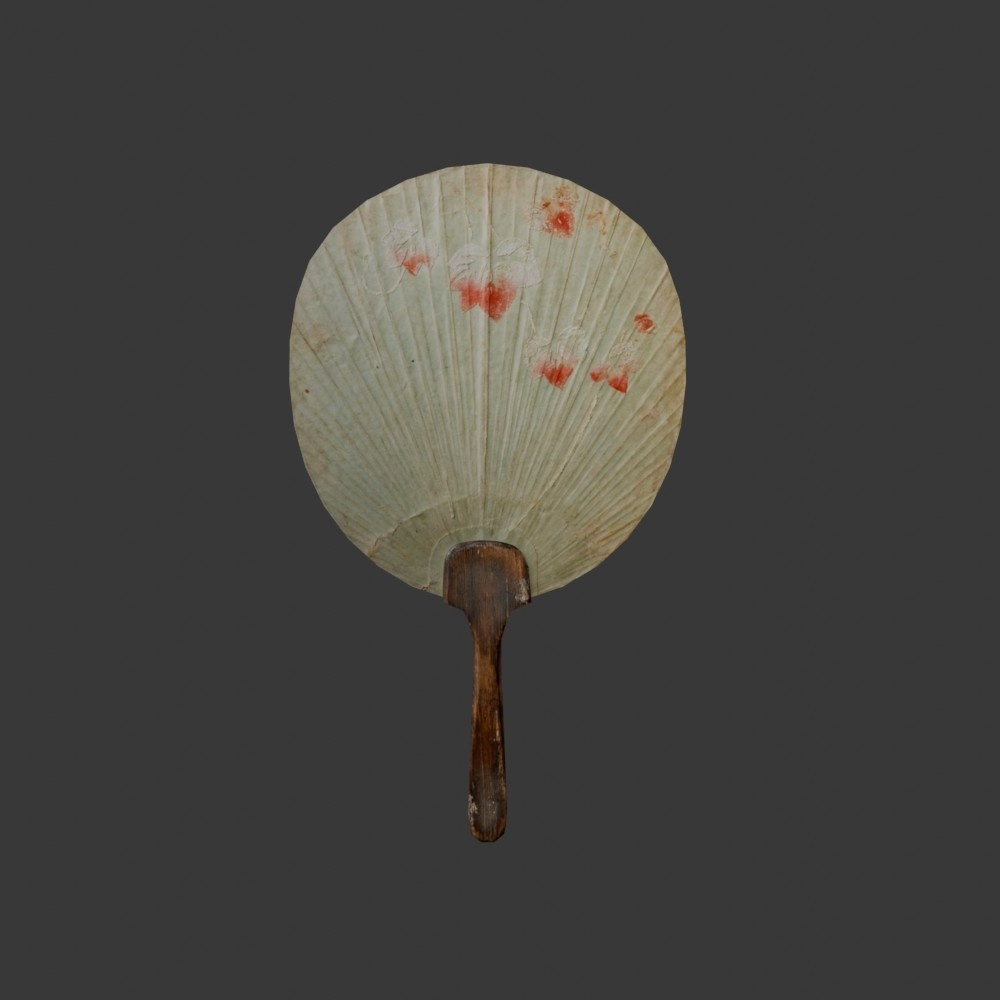 【3D小道具】アンティーク団扇(ローポリ)