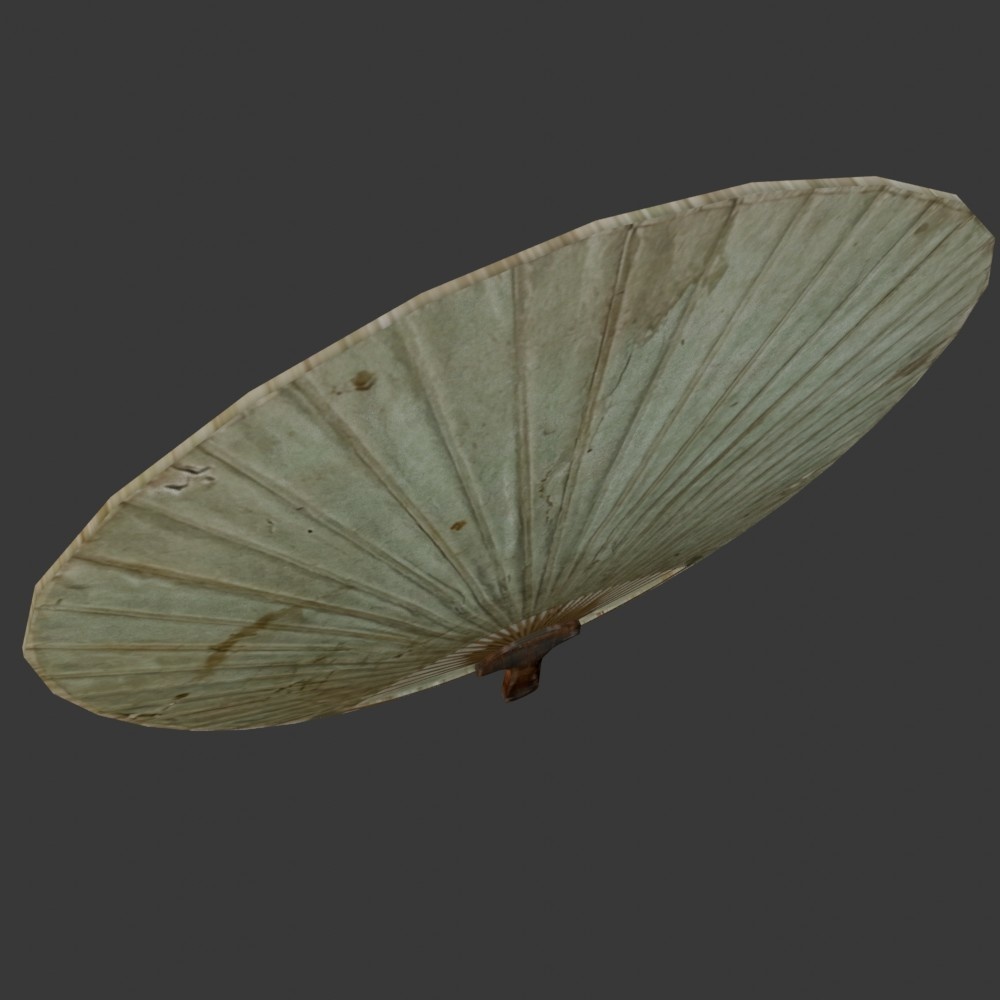 【3D小道具】アンティーク団扇(ローポリ)