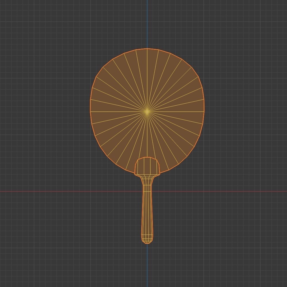 【3D小道具】アンティーク団扇(ローポリ)