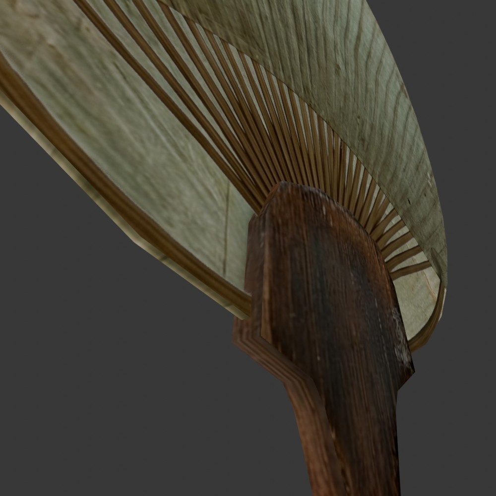 【3D小道具】アンティーク団扇(ローポリ)