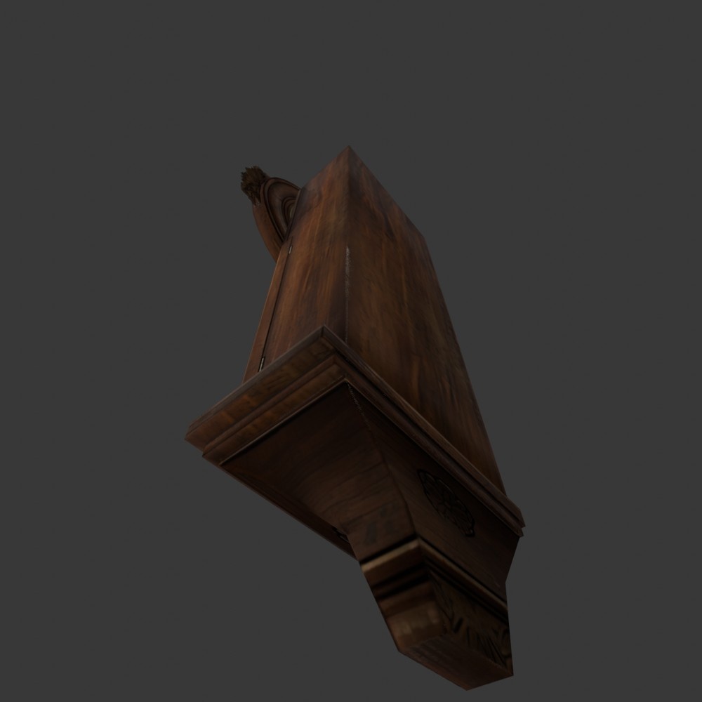 【3D小道具】アンティーク柱時計(ローポリ)