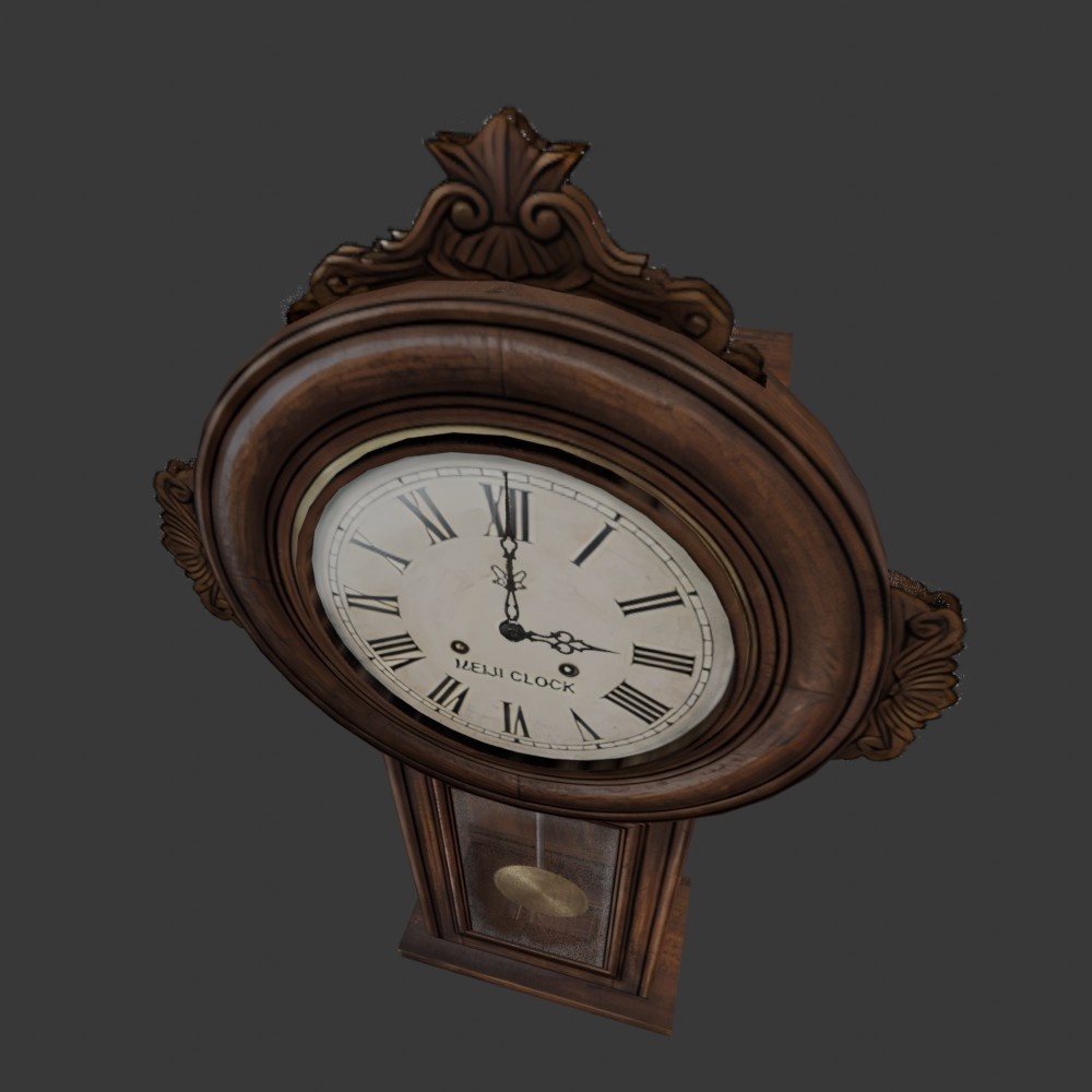【3D小道具】アンティーク柱時計(ローポリ)