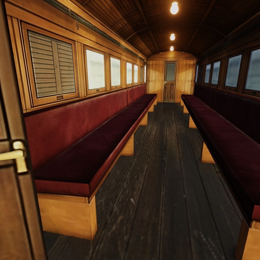 【3D小道具】明治時代の客車(ローポリ)