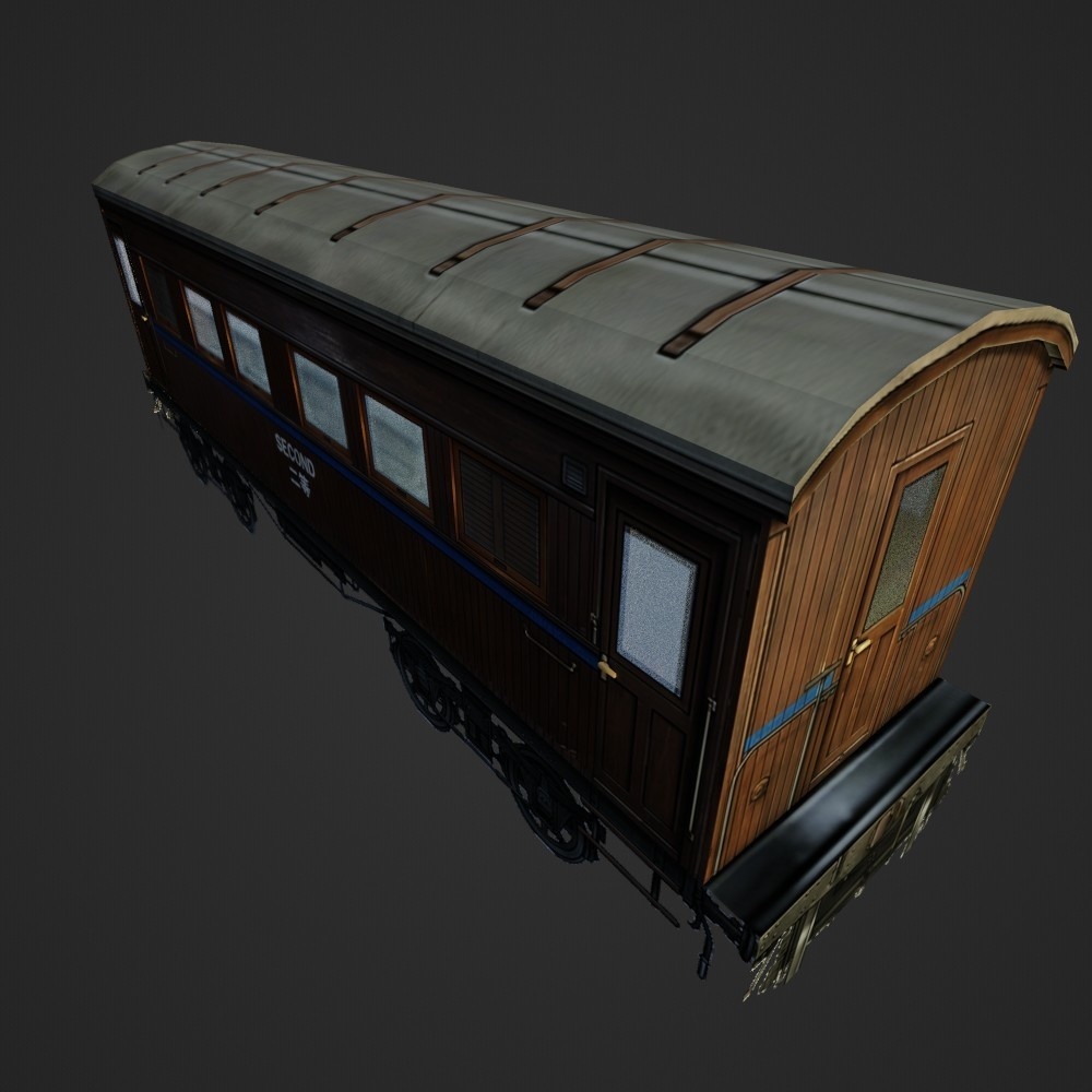 【3D小道具】明治時代の客車(ローポリ)