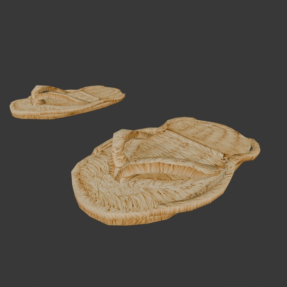 【3D小道具】わらじ(ローポリ)