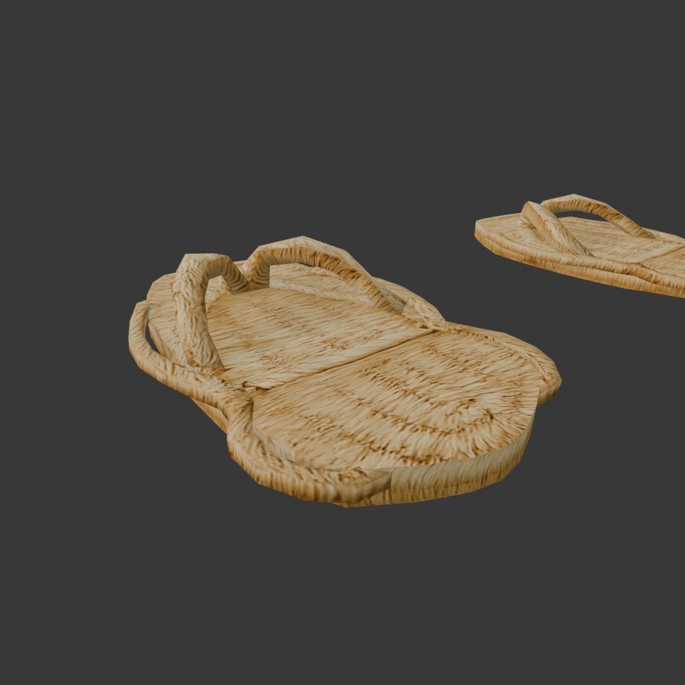 【3D小道具】わらじ(ローポリ)