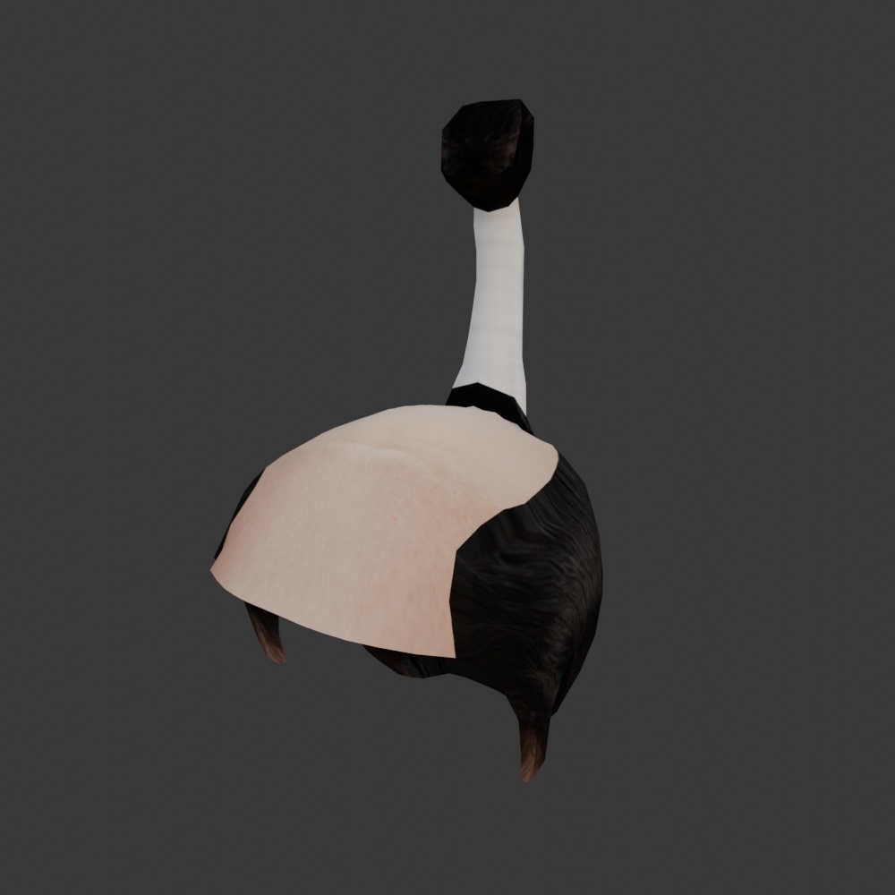 【3D小道具】殿かつら(ローポリ)