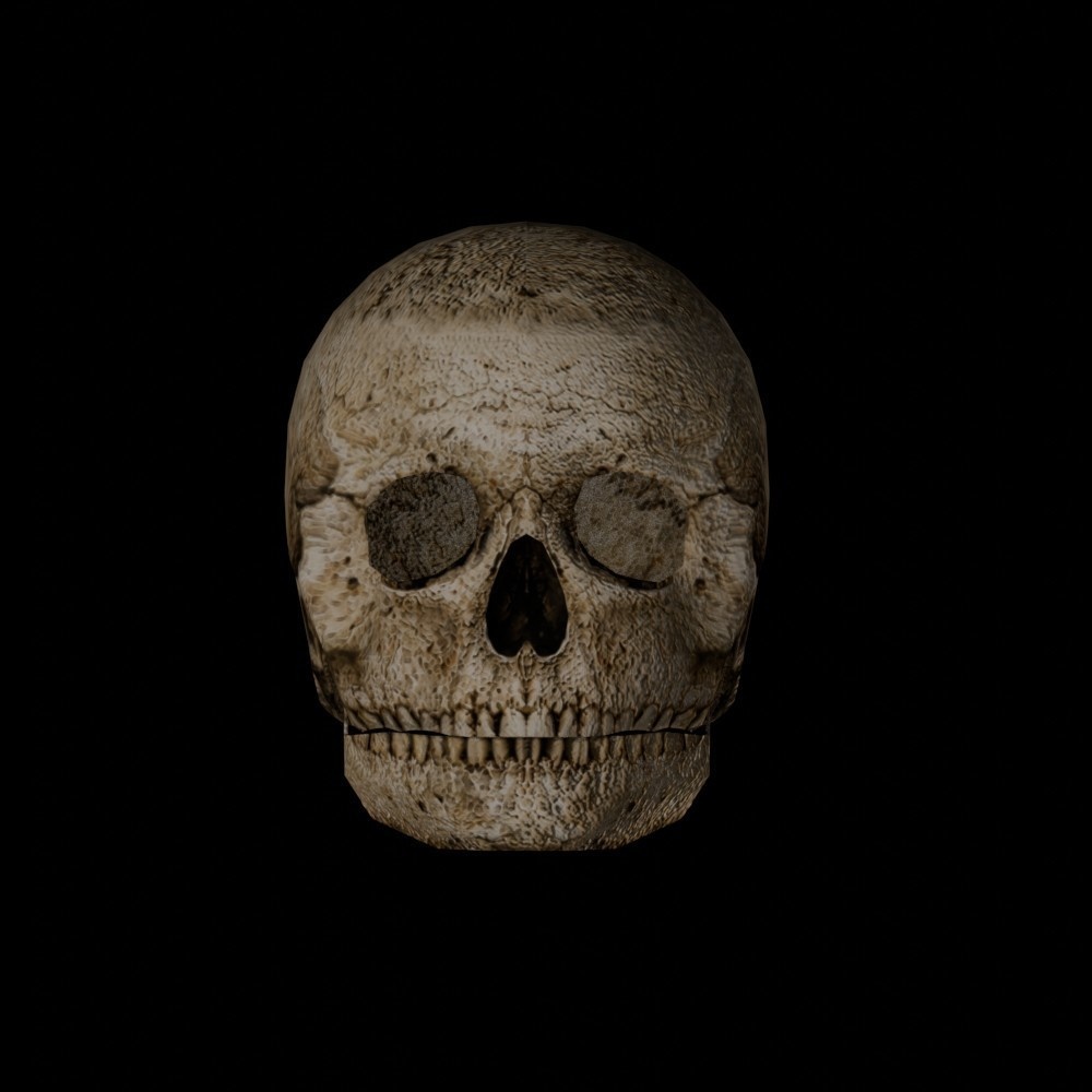 【3D小道具】古びた頭蓋骨(ローポリ)