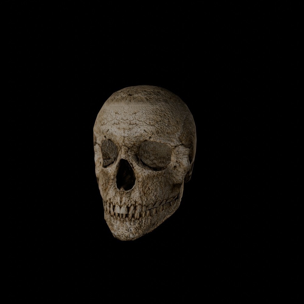【3D小道具】古びた頭蓋骨(ローポリ)