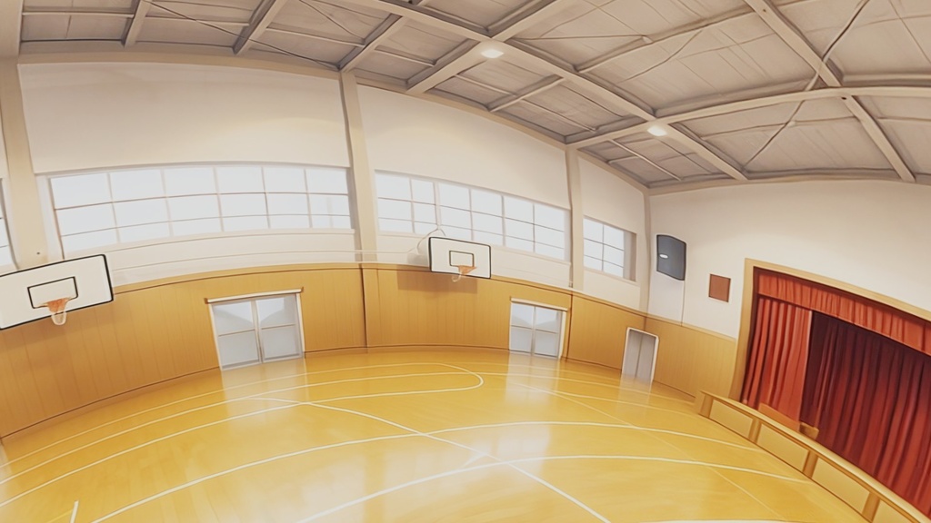 【セット不要!パノラマ】学校の体育館 HDRI、SKYBOXなど
