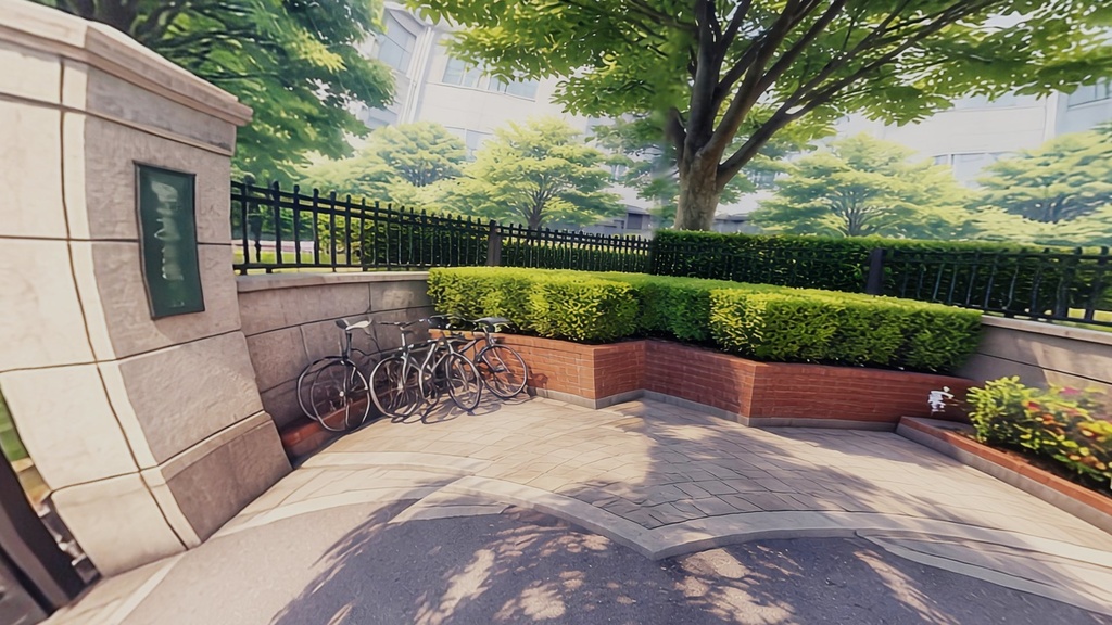 【セット不要!パノラマ】学校の校門前 HDRI