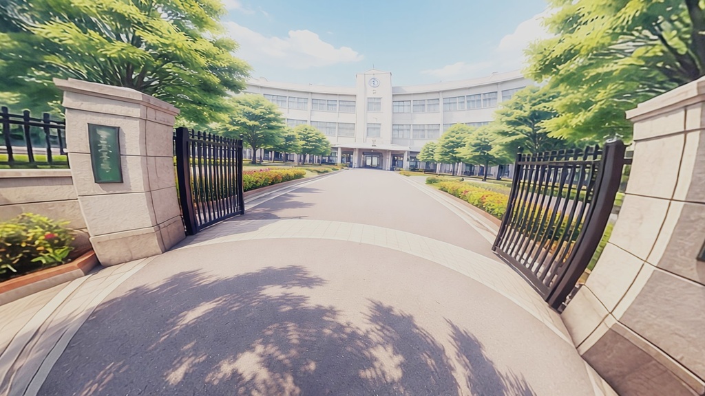 【セット不要!パノラマ】学校の校門前 HDRI