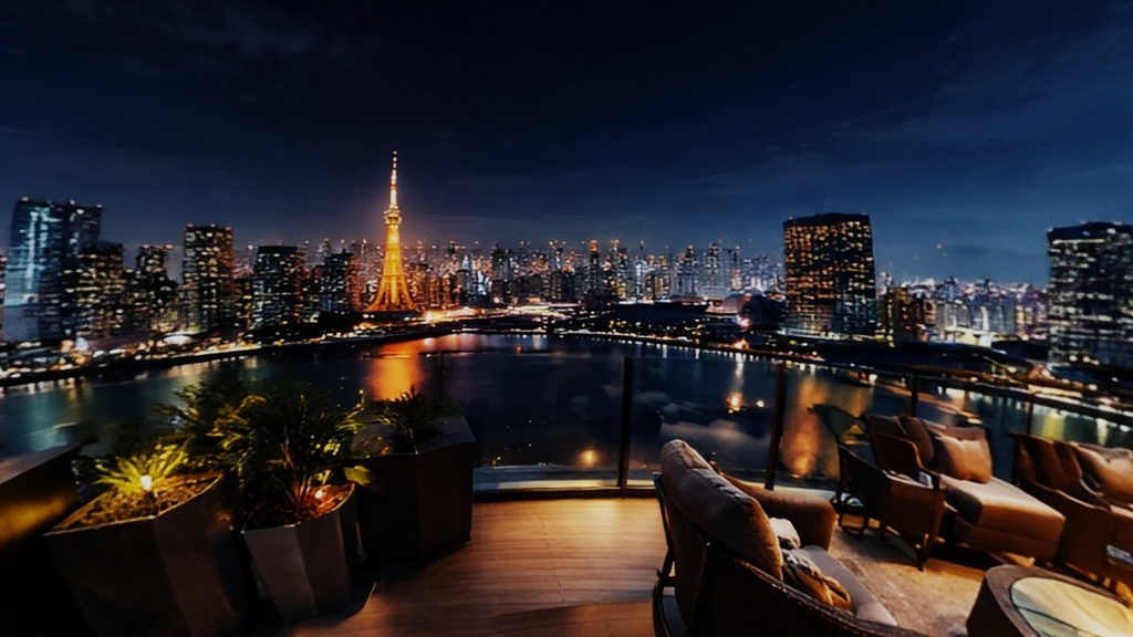 【セット&ロケ不要!パノラマ】東京ナイトラウンジ HDRI、SKYBOX 他用