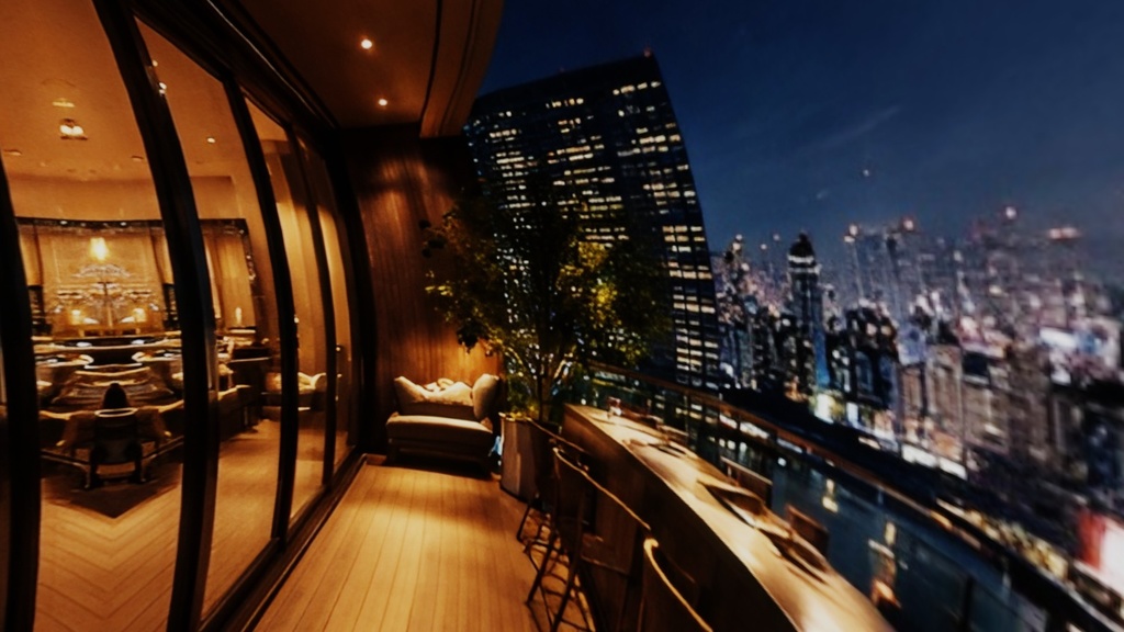 【セット&ロケ不要!パノラマ】東京ナイトラウンジ HDRI、SKYBOX 他用