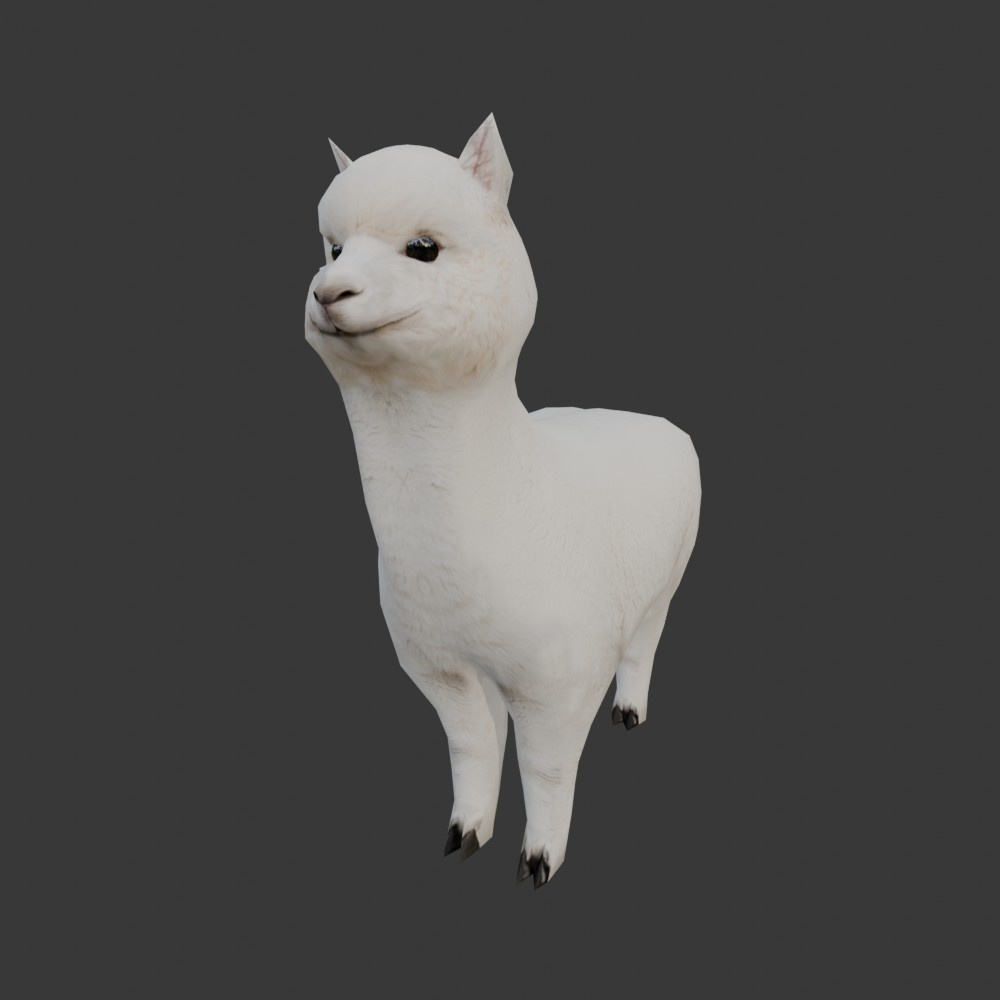 【3D動物】アルパカのゆきちゃん(ローポリ)