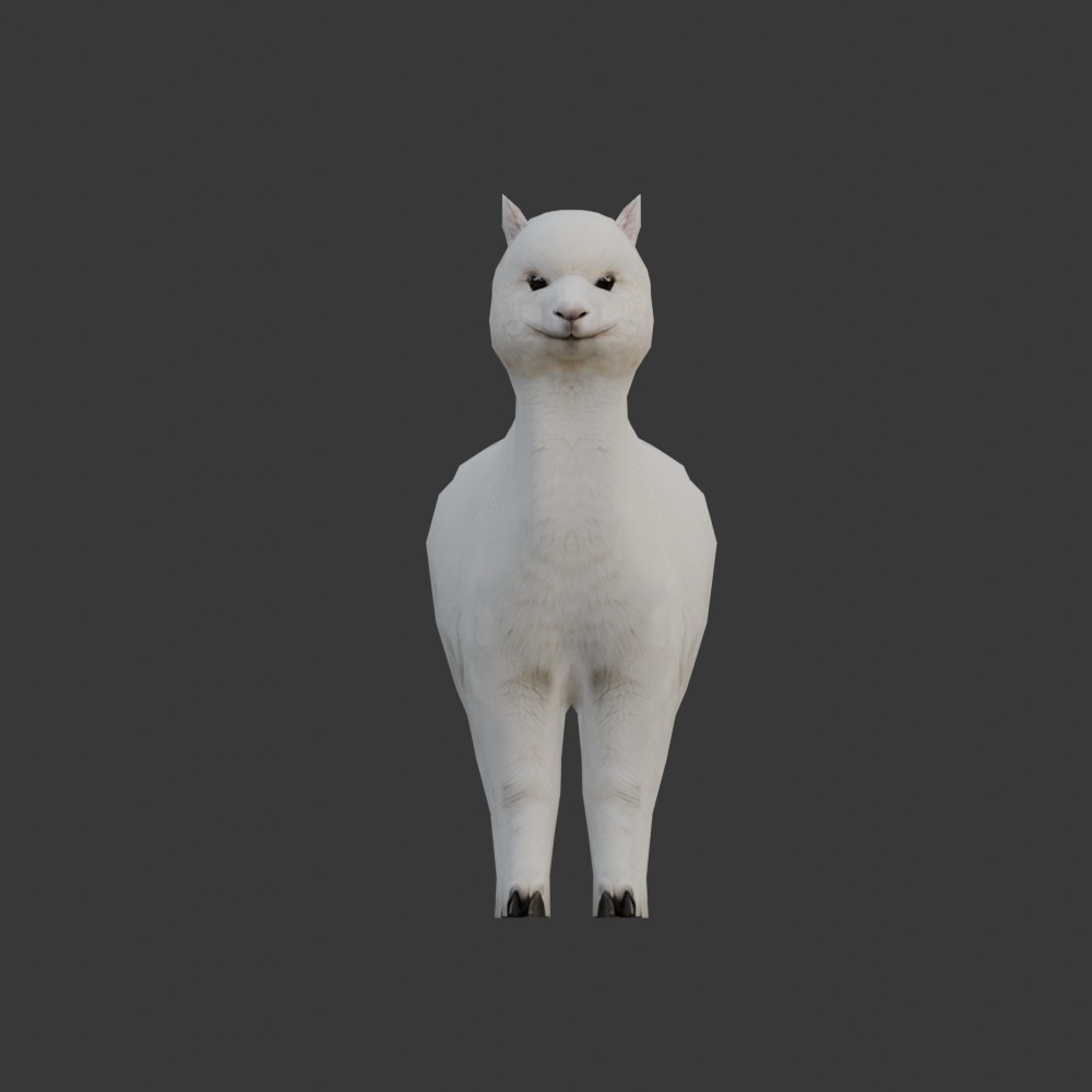 【3D動物】アルパカのゆきちゃん(ローポリ)