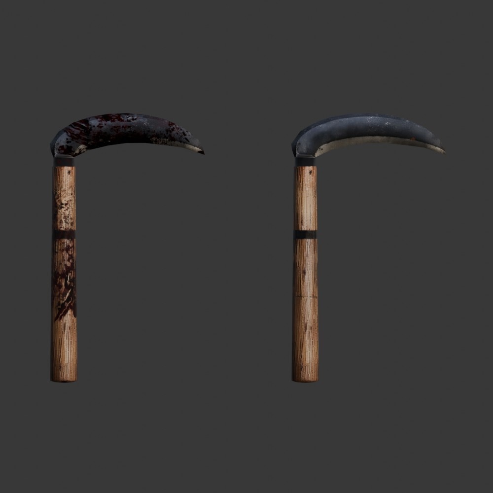 【3D小道具】日本鎌セット(ローポリ)