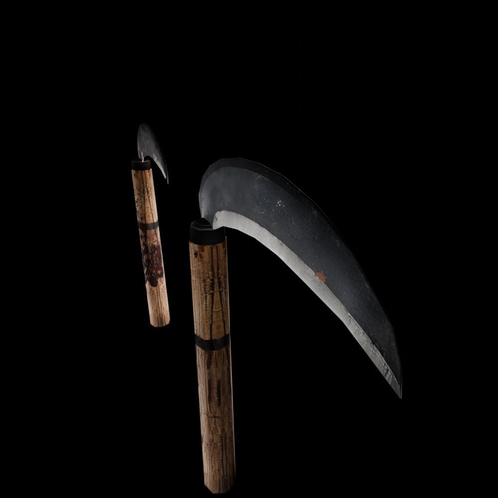 【3D小道具】日本鎌セット(ローポリ)