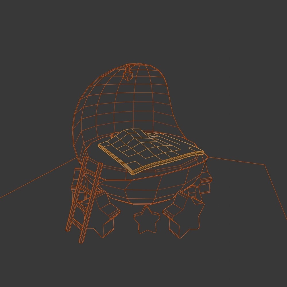 【3D小道具】ムーンベッド(ローポリ)