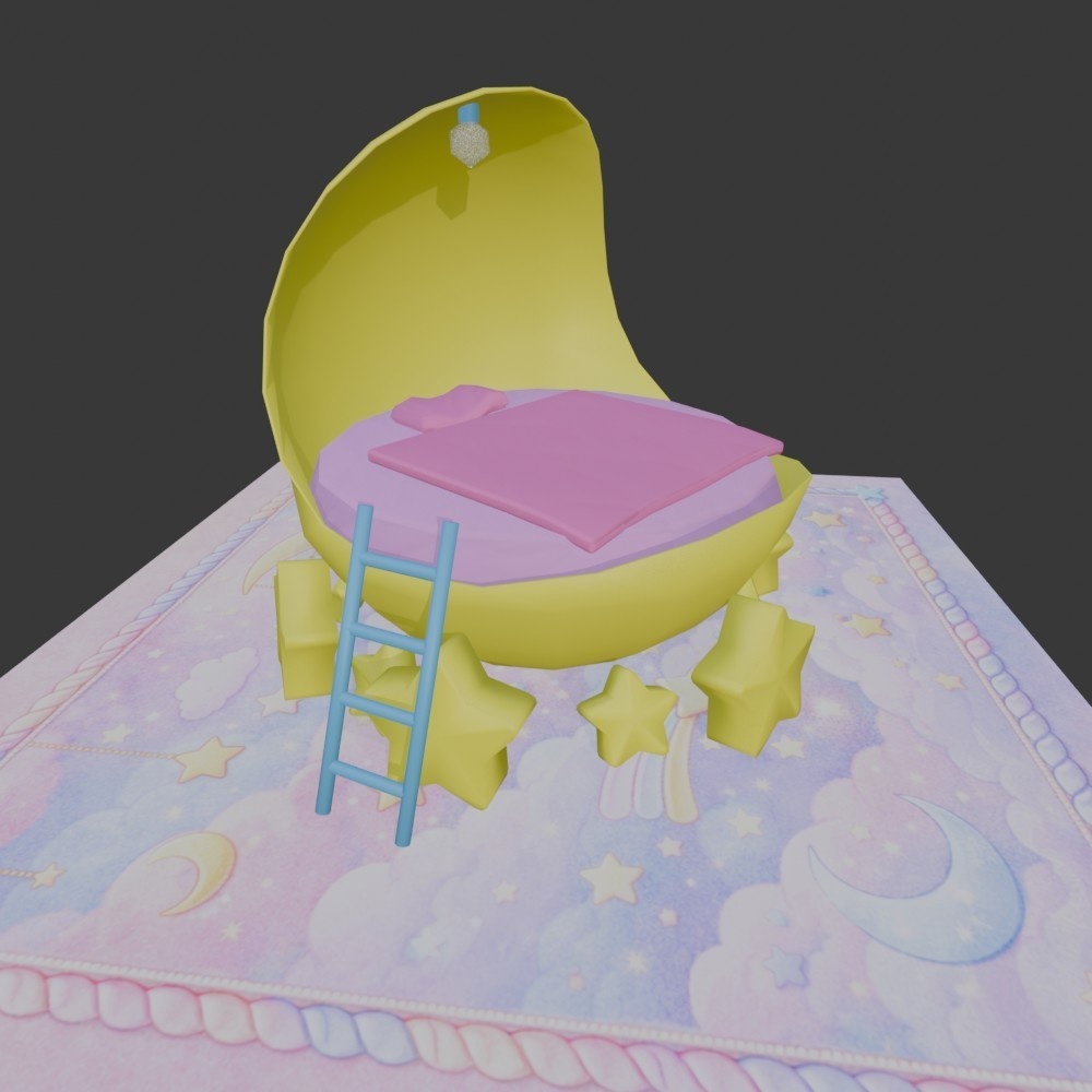 【3D小道具】ムーンベッド(ローポリ)