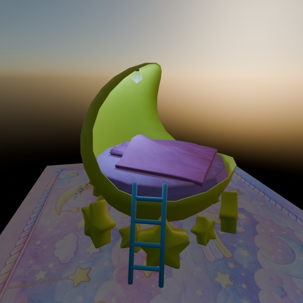 【3D小道具】ムーンベッド(ローポリ)