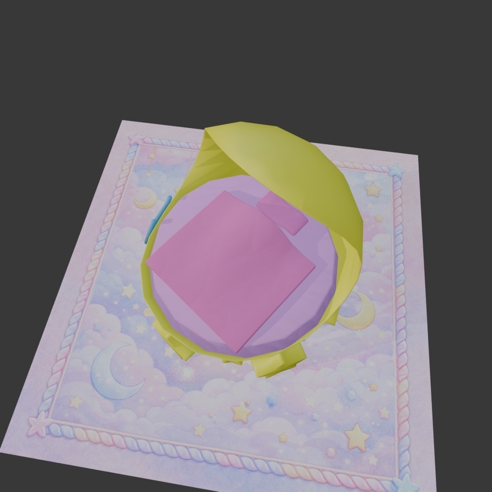 【3D小道具】ムーンベッド(ローポリ)