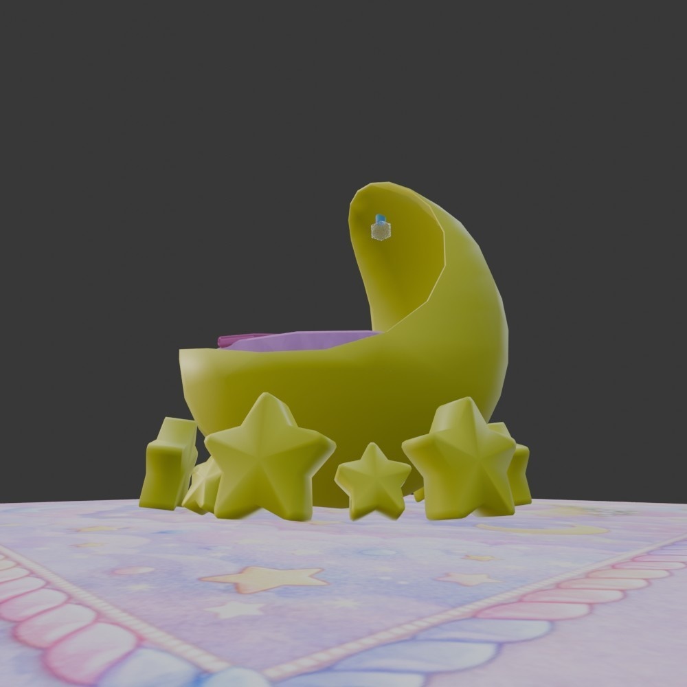 【3D小道具】ムーンベッド(ローポリ)