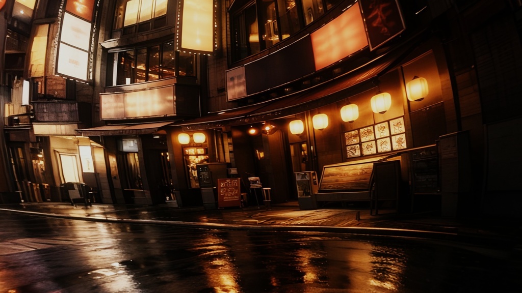 【ワールド・環境】都会の夜の繁華街 SKYBOXテクスチャ