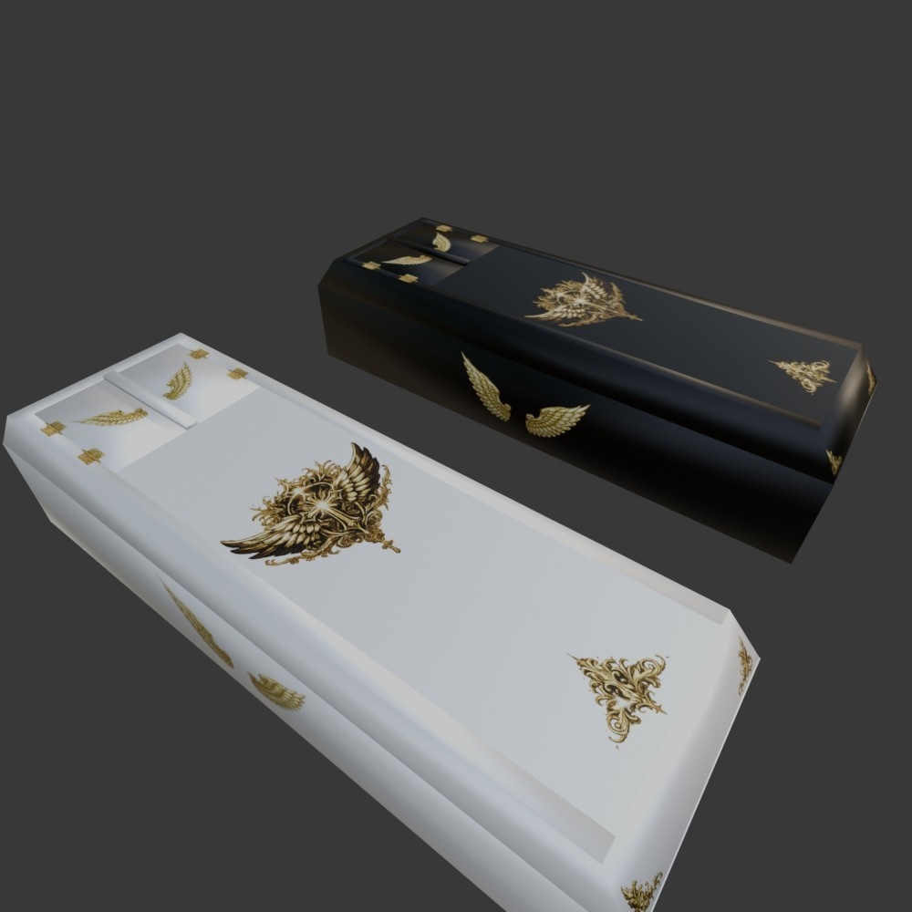 【3D小道具】棺桶(かんおけ)セット(ローポリ)