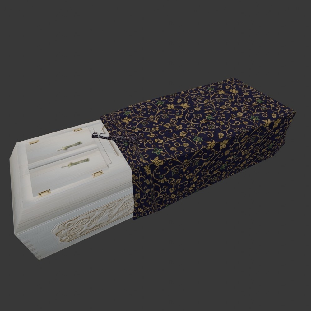 【3D小道具】日本の棺桶(ローポリ)