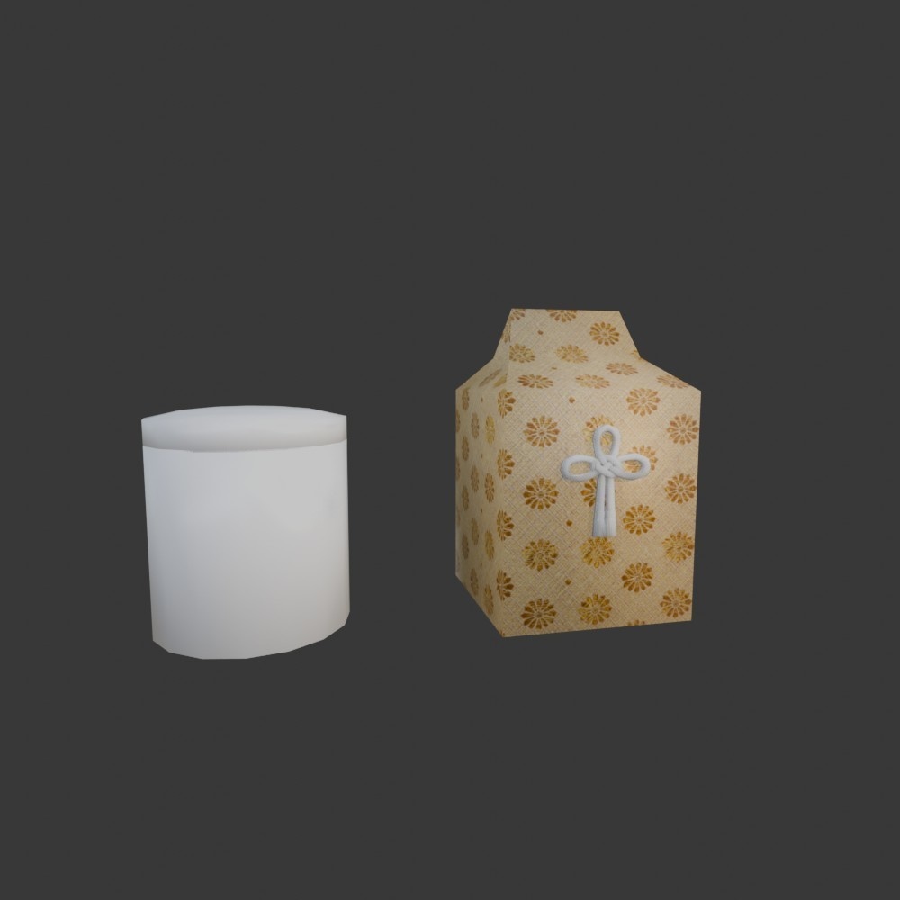 【3D小道具】骨壺と桐箱 スタンダードタイプ(ローポリ)