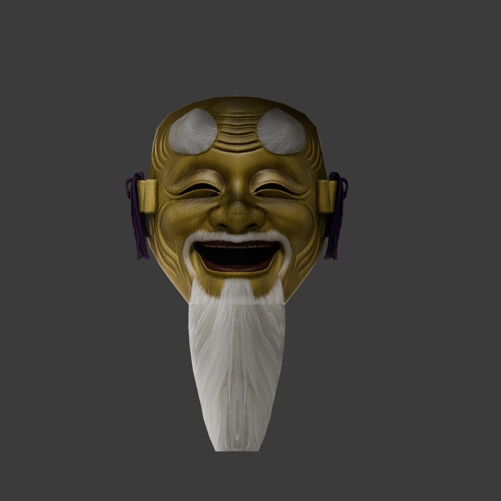 【3D小道具】能面 翁(ローポリ)