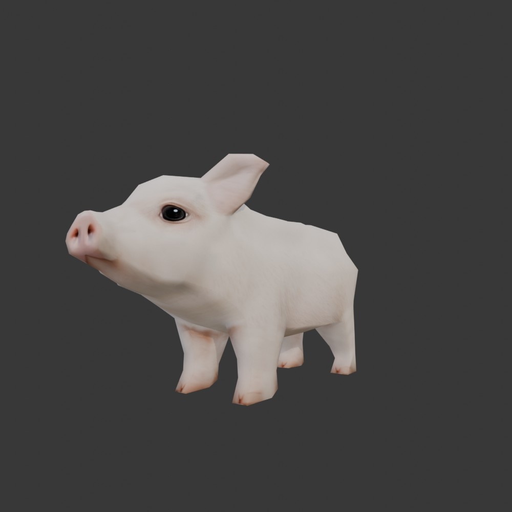 【3Dキャラクター】ミニブタのぷん子(ローポリ)