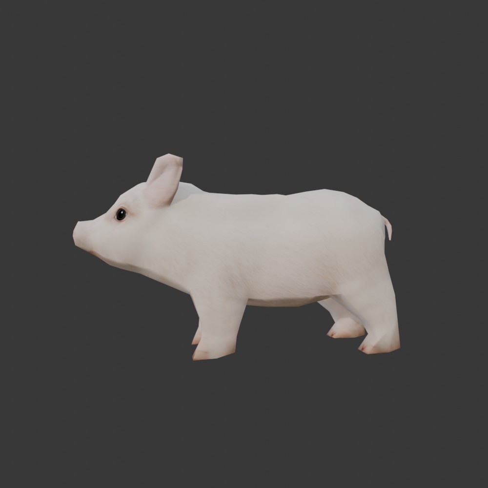 【3Dキャラクター】ミニブタのぷん子(ローポリ)