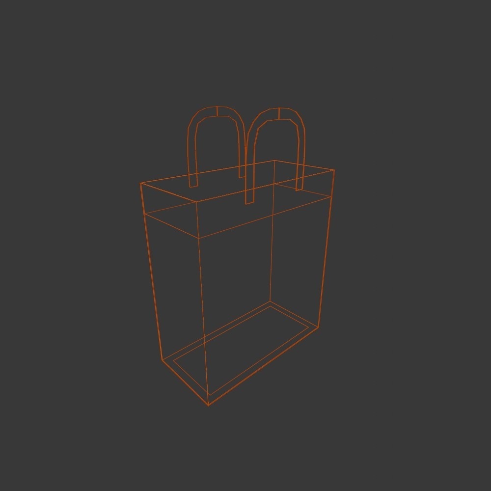 【3D小道具】チェック柄の紙袋(折りたたみ式)(ローポリ)